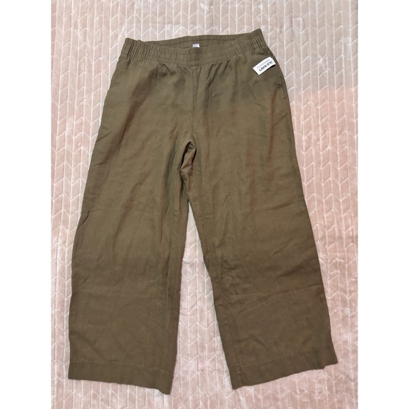 Old Navy Pants - Old Navy Linen Blend Wide Leg Pants PL Olive Green High Rise Coastal Grandma NWT
